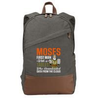 Funny Jewish Passover Moses Tablet Data Cloud Computing Pun Cotton Canvas Backpack