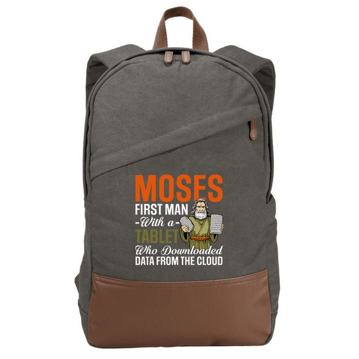 Funny Jewish Passover Moses Tablet Data Cloud Computing Pun Cotton Canvas Backpack