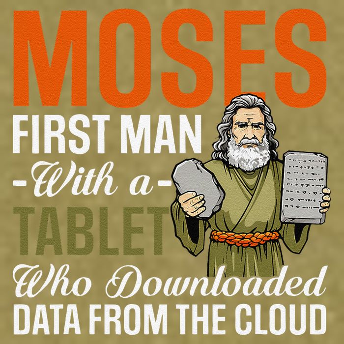 Funny Jewish Passover Moses Tablet Data Cloud Computing Pun Garment-Dyed Women's Muscle Tee