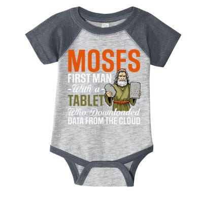 Funny Jewish Passover Moses Tablet Data Cloud Computing Pun Infant Baby Jersey Bodysuit