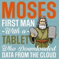 Funny Jewish Passover Moses Tablet Data Cloud Computing Pun Sueded Cloud Jersey T-Shirt