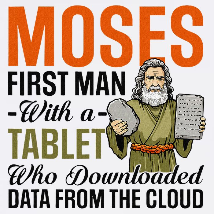Funny Jewish Passover Moses Tablet Data Cloud Computing Pun Garment-Dyed Sweatshirt