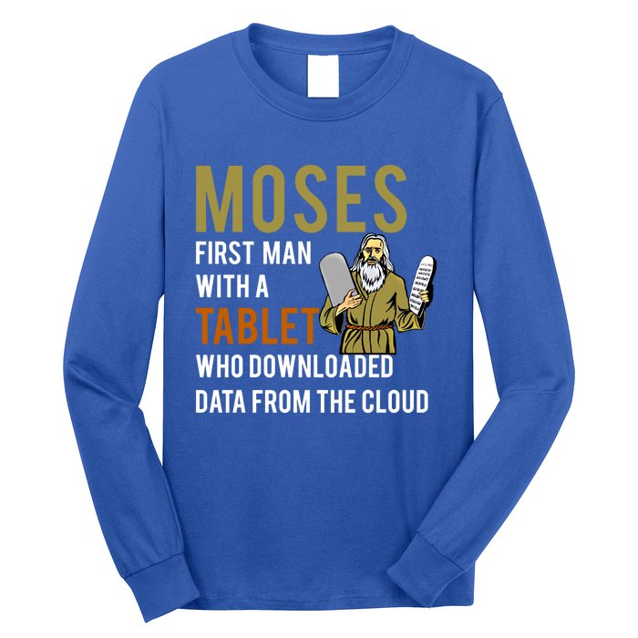 Funny Jewish Passover Moses Tablet Data Cloud Computing Gift Long Sleeve Shirt