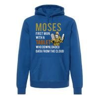 Funny Jewish Passover Moses Tablet Data Cloud Computing Gift Premium Hoodie