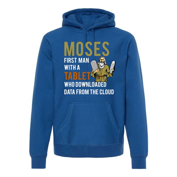 Funny Jewish Passover Moses Tablet Data Cloud Computing Gift Premium Hoodie