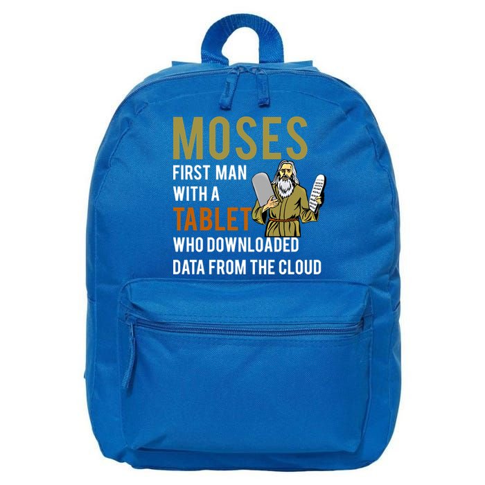 Funny Jewish Passover Moses Tablet Data Cloud Computing Gift 16 in Basic Backpack