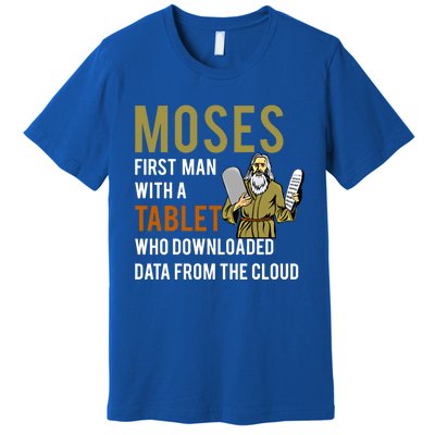 Funny Jewish Passover Moses Tablet Data Cloud Computing Gift Premium T-Shirt