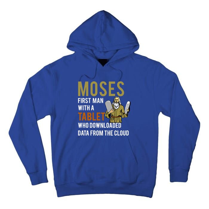 Funny Jewish Passover Moses Tablet Data Cloud Computing Gift Tall Hoodie