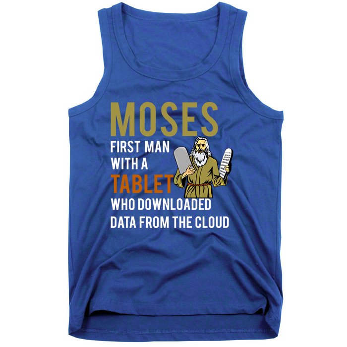 Funny Jewish Passover Moses Tablet Data Cloud Computing Gift Tank Top