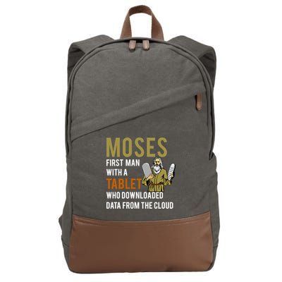 Funny Jewish Passover Moses Tablet Data Cloud Computing Gift Cotton Canvas Backpack