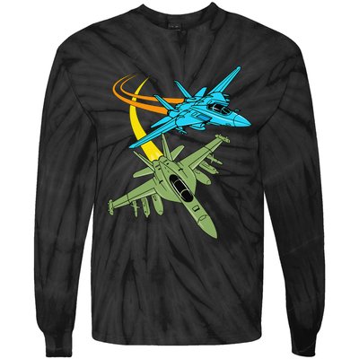 Fighter Jet Plane Future Pilot Aviation Airplanes Aircraft Tie-Dye Long Sleeve Shirt