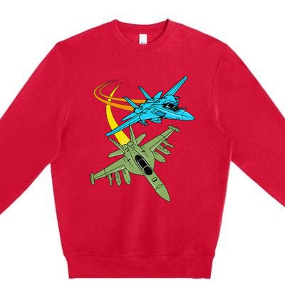 Fighter Jet Plane Future Pilot Aviation Airplanes Aircraft Premium Crewneck Sweatshirt