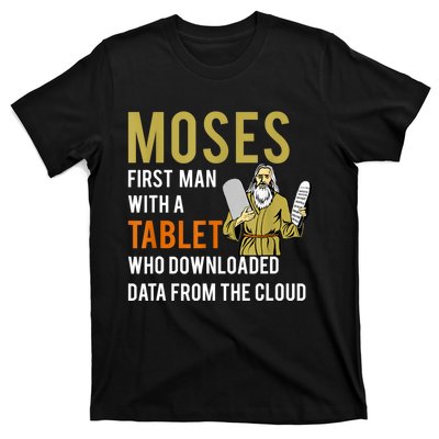 Funny Jewish Passover Moses Tablet Data Cloud Computing T-Shirt