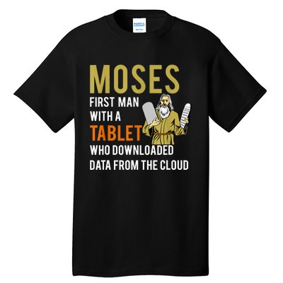 Funny Jewish Passover Moses Tablet Data Cloud Computing Tall T-Shirt