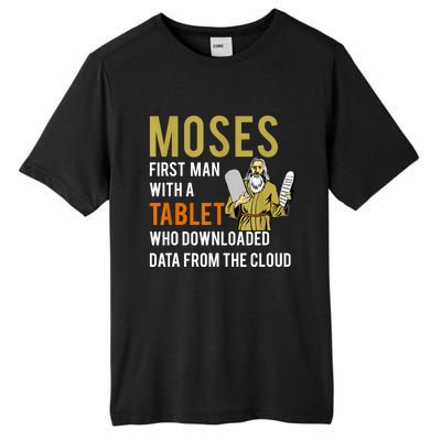 Funny Jewish Passover Moses Tablet Data Cloud Computing Tall Fusion ChromaSoft Performance T-Shirt