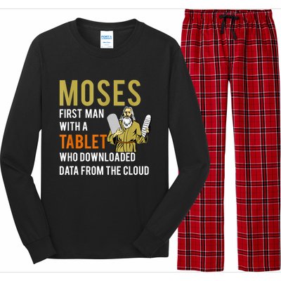 Funny Jewish Passover Moses Tablet Data Cloud Computing Long Sleeve Pajama Set