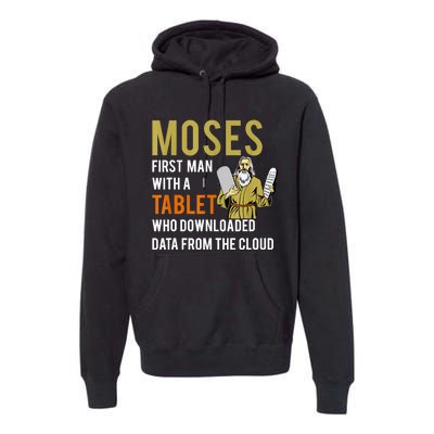 Funny Jewish Passover Moses Tablet Data Cloud Computing Premium Hoodie