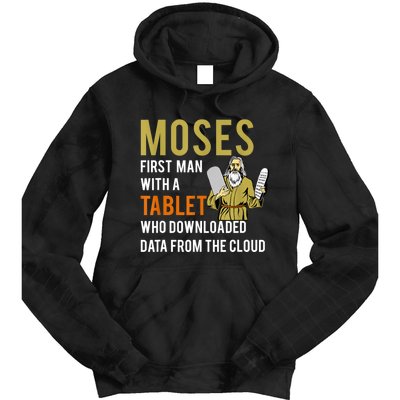 Funny Jewish Passover Moses Tablet Data Cloud Computing Tie Dye Hoodie