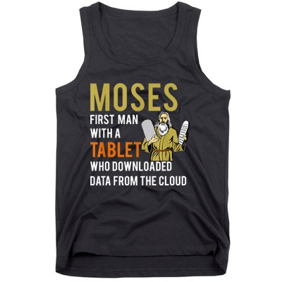 Funny Jewish Passover Moses Tablet Data Cloud Computing Tank Top