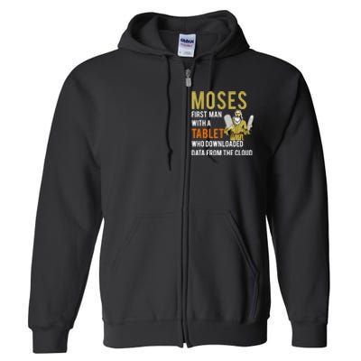 Funny Jewish Passover Moses Tablet Data Cloud Computing Full Zip Hoodie