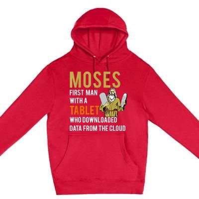 Funny Jewish Passover Moses Tablet Data Cloud Computing Premium Pullover Hoodie