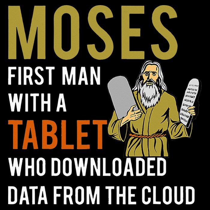 Funny Jewish Passover Moses Tablet Data Cloud Computing Tall T-Shirt