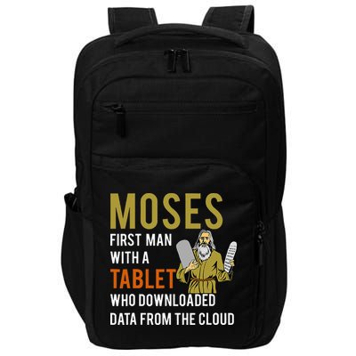Funny Jewish Passover Moses Tablet Data Cloud Computing Impact Tech Backpack