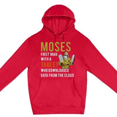 Funny Jewish Passover Moses Tablet Data Cloud Computing Premium Pullover Hoodie