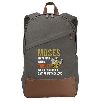 Funny Jewish Passover Moses Tablet Data Cloud Computing Cotton Canvas Backpack