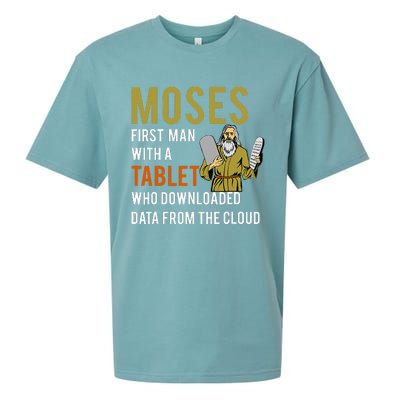 Funny Jewish Passover Moses Tablet Data Cloud Computing Sueded Cloud Jersey T-Shirt