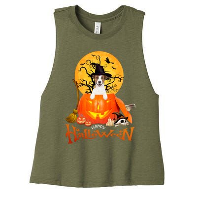 Funny Jack Russell Spooky Halloween Women's Racerback Cropped Tank