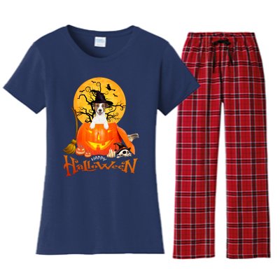 Funny Jack Russell Spooky Halloween Women's Flannel Pajama Set