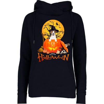 Funny Jack Russell Spooky Halloween Womens Funnel Neck Pullover Hood