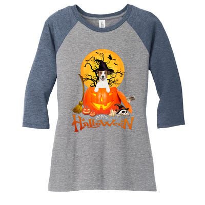 Funny Jack Russell Spooky Halloween Women's Tri-Blend 3/4-Sleeve Raglan Shirt