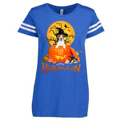 Funny Jack Russell Spooky Halloween Enza Ladies Jersey Football T-Shirt