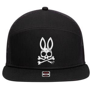 Funny Jolly Roger Bunny Skull Crossbones Egg Hunt Easter Day 7 Panel Mesh Trucker Snapback Hat