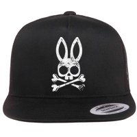 Funny Jolly Roger Bunny Skull Crossbones Egg Hunt Easter Day Flat Bill Trucker Hat