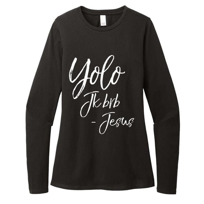 Funny Jesus Resurrection Quote Easter Yolo JK BRB Jesus Womens CVC Long Sleeve Shirt