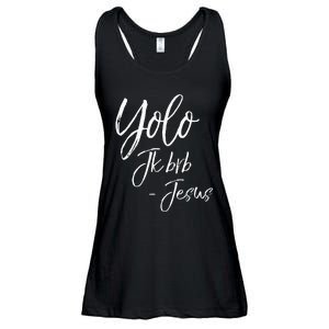 Funny Jesus Resurrection Quote Easter Yolo JK BRB Jesus Ladies Essential Flowy Tank