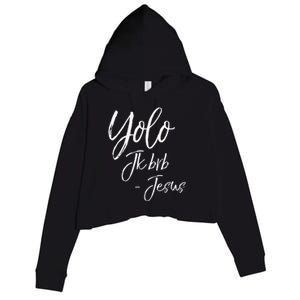 Funny Jesus Resurrection Quote Easter Yolo JK BRB Jesus Crop Fleece Hoodie