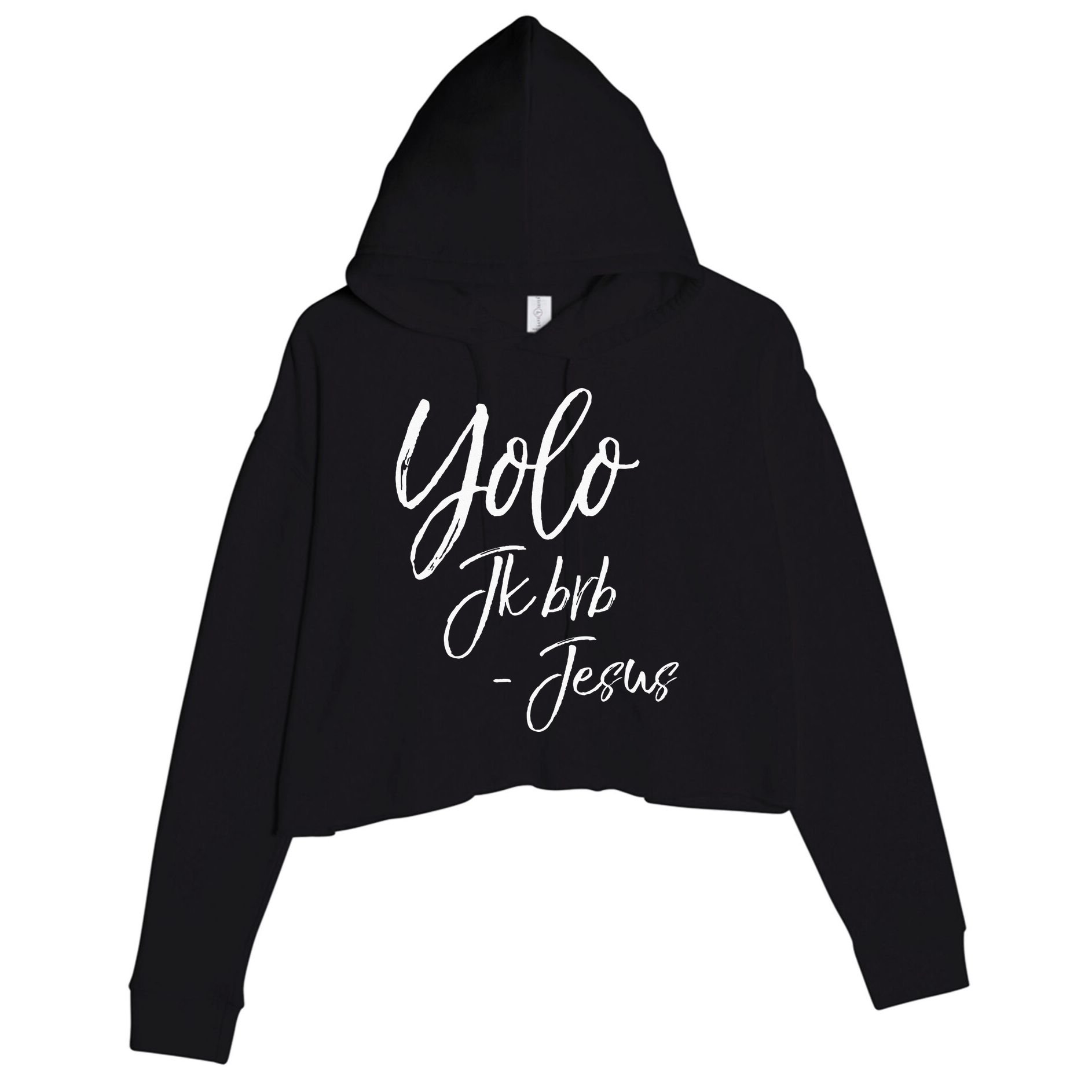 Funny Jesus Resurrection Quote Easter Yolo JK BRB Jesus Crop Fleece Hoodie