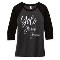 Funny Jesus Resurrection Quote Easter Yolo JK BRB Jesus Women's Tri-Blend 3/4-Sleeve Raglan Shirt