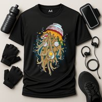 Funny Jellyfish Ramen Bowl Cooling Performance Crew T-Shirt