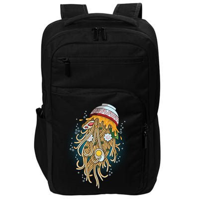 Funny Jellyfish Ramen Bowl Impact Tech Backpack