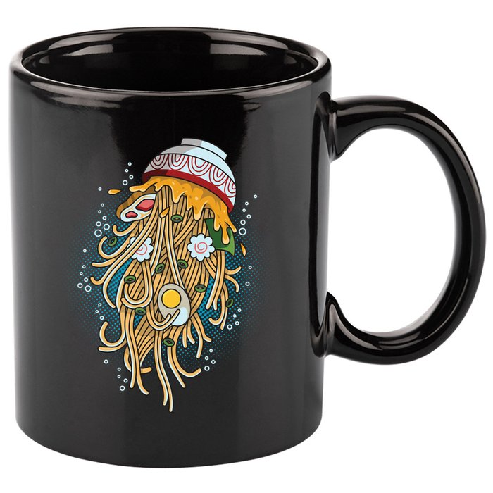 Funny Jellyfish Ramen Bowl 11oz C Handle Ceramic Mug
