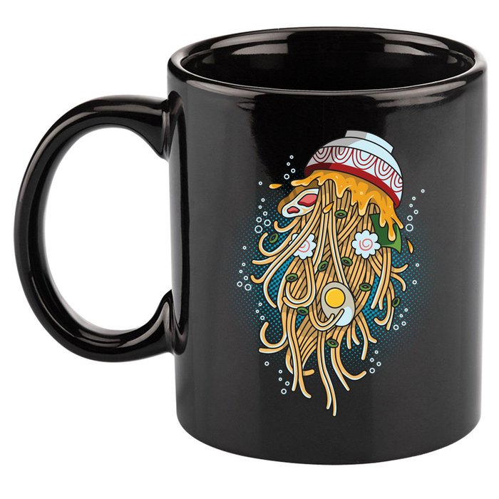Funny Jellyfish Ramen Bowl 11oz C Handle Ceramic Mug
