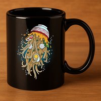 Funny Jellyfish Ramen Bowl 11oz C Handle Ceramic Mug