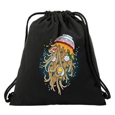 Funny Jellyfish Ramen Bowl Drawstring Bag