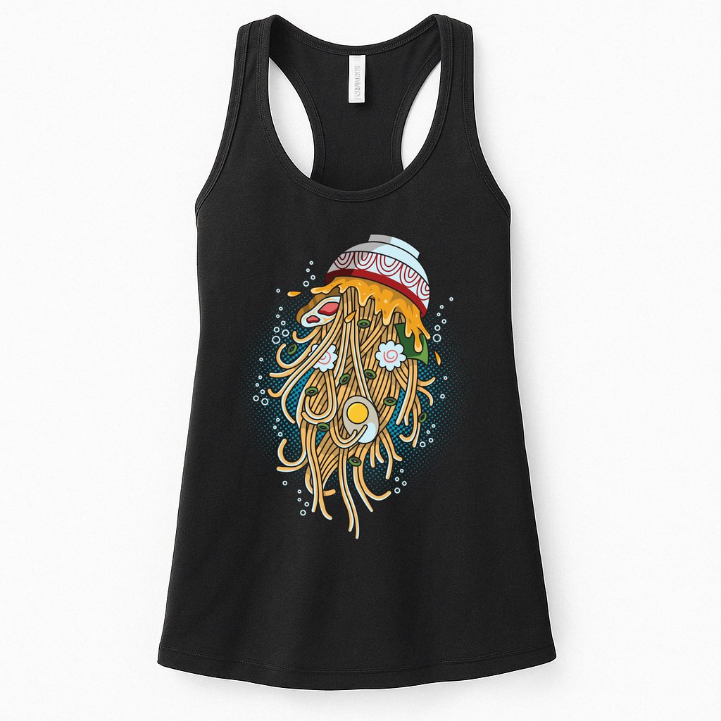 Funny Jellyfish Ramen Bowl Womens Tank Top