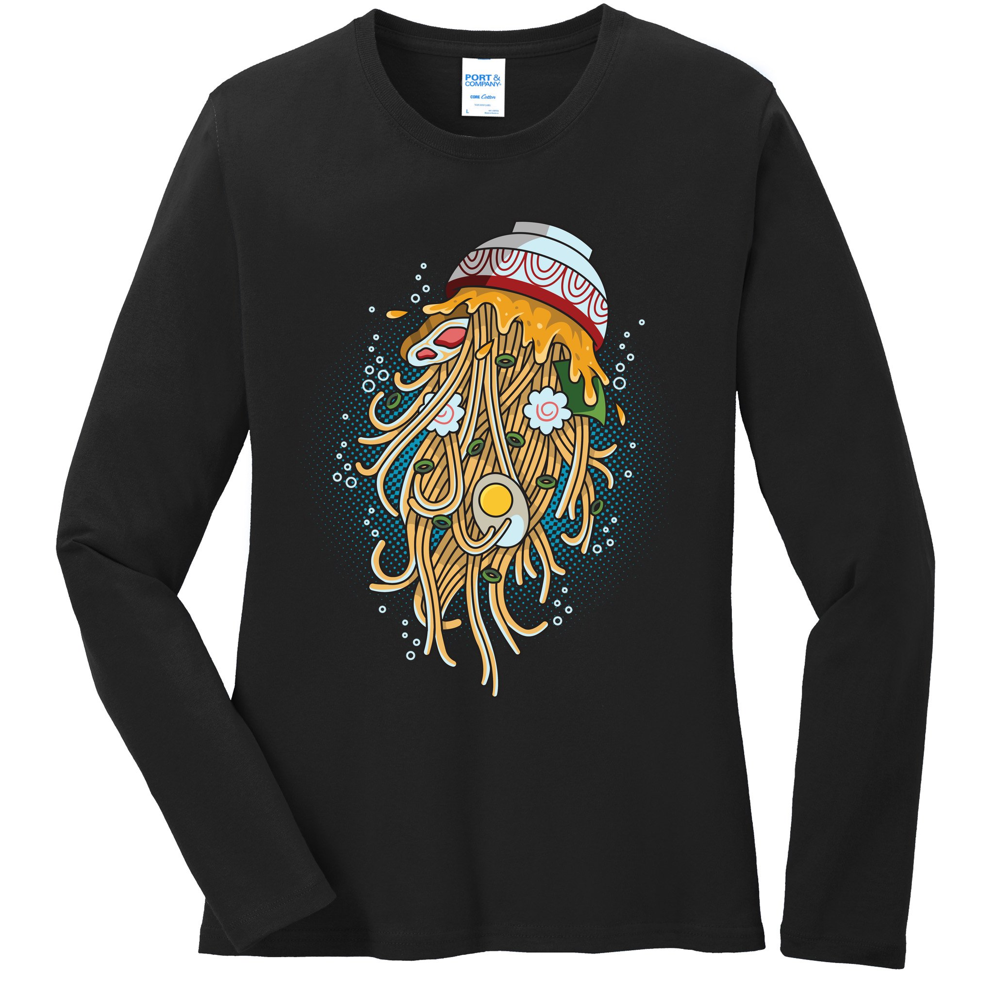 Funny Jellyfish Ramen Bowl Ladies Long Sleeve Shirt